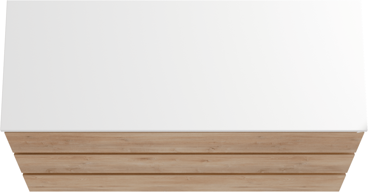 Linie Lado freistehendes Möbelstück Set: 120 x 46 cm, Naturbelassene Eiche, mit Lado Doppel Waschtischplatte, Marmorkomposit Weiß matt
