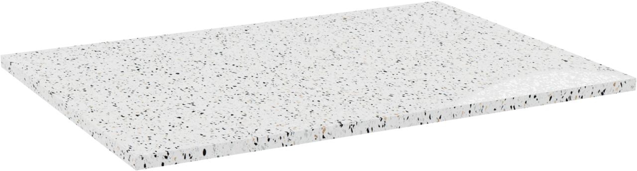 Storke Tavola Einzel Waschtischplatte Weiß/Schwarz Terrazzo Matt 75 x 52 cm