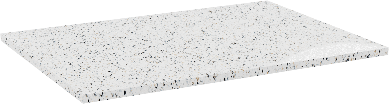 Storke Tavola Einzel Waschtischplatte Weiß/Schwarz Terrazzo Matt 75 x 52 cm