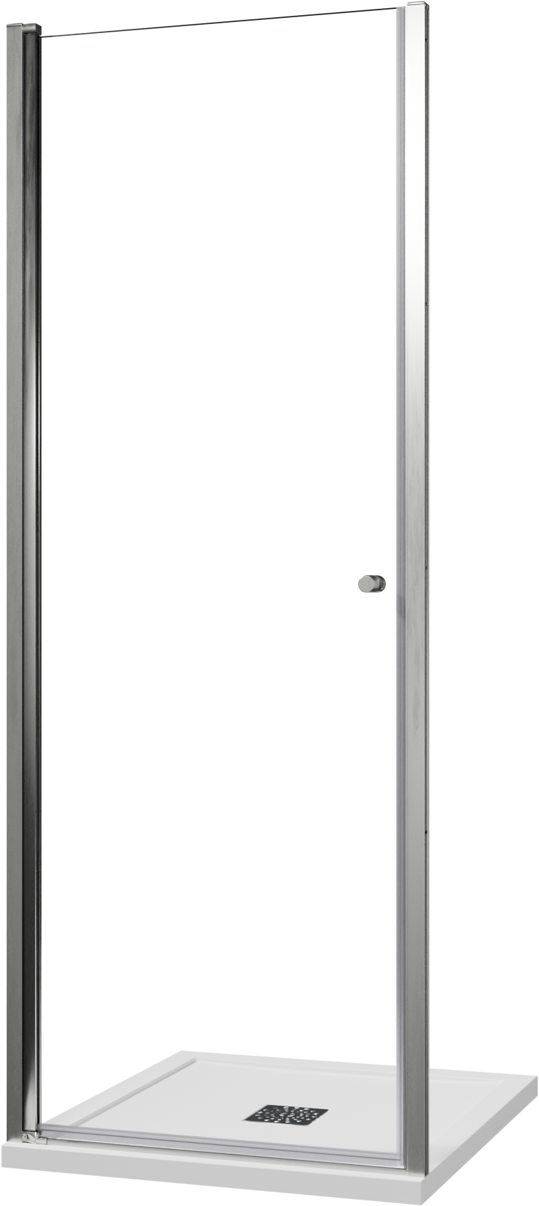 Luca Varess Kuresa porte pivotante 80 x 200 cm verre transparent profil chrome brillant