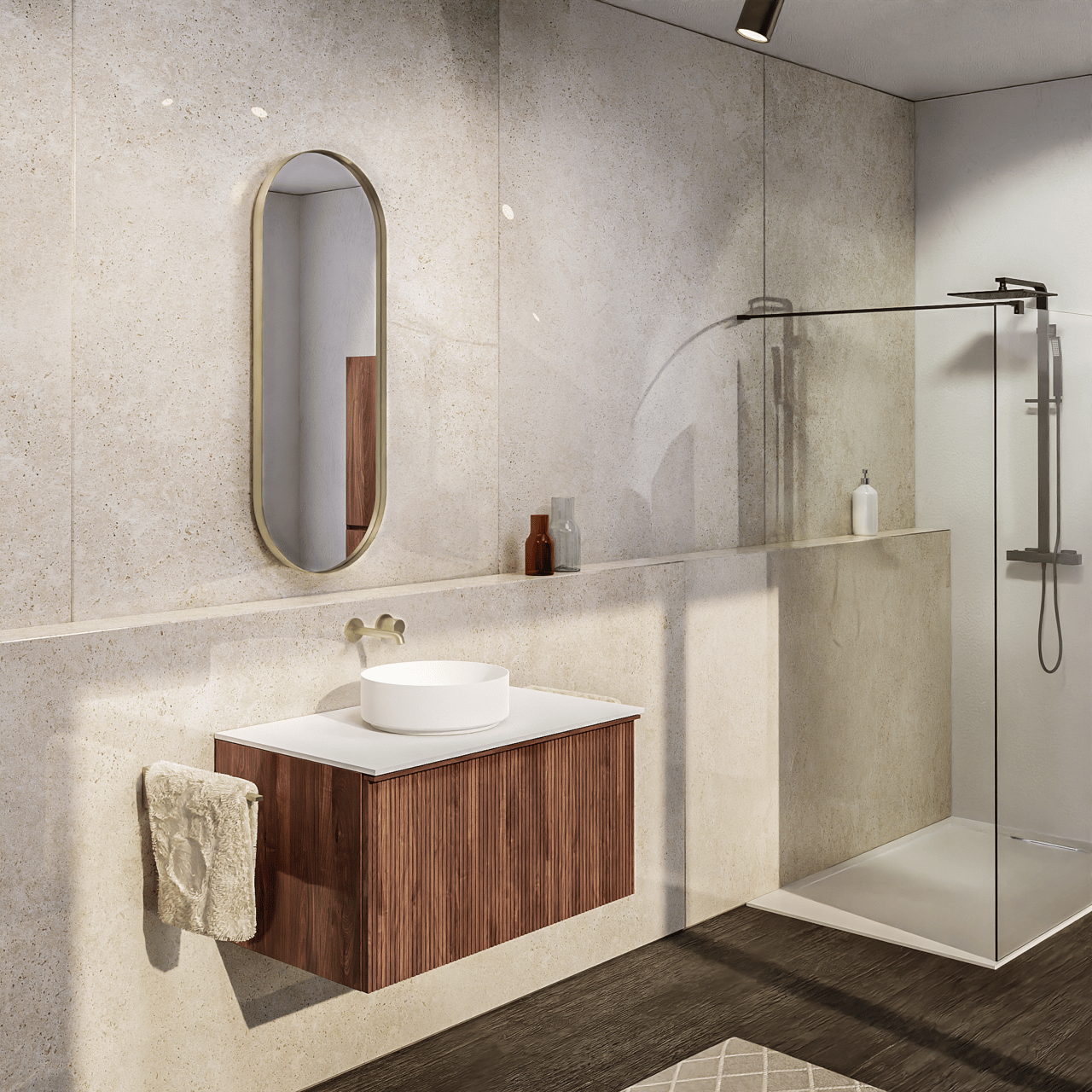 Balmani Giro Oval miroir ovale Brushed Champagne Gold 42 x 110 cm