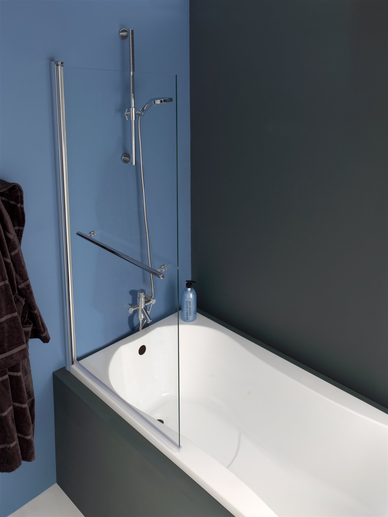 Luca Varess Cyrus + enkele badwand 85 cm helder glas chroom profiel