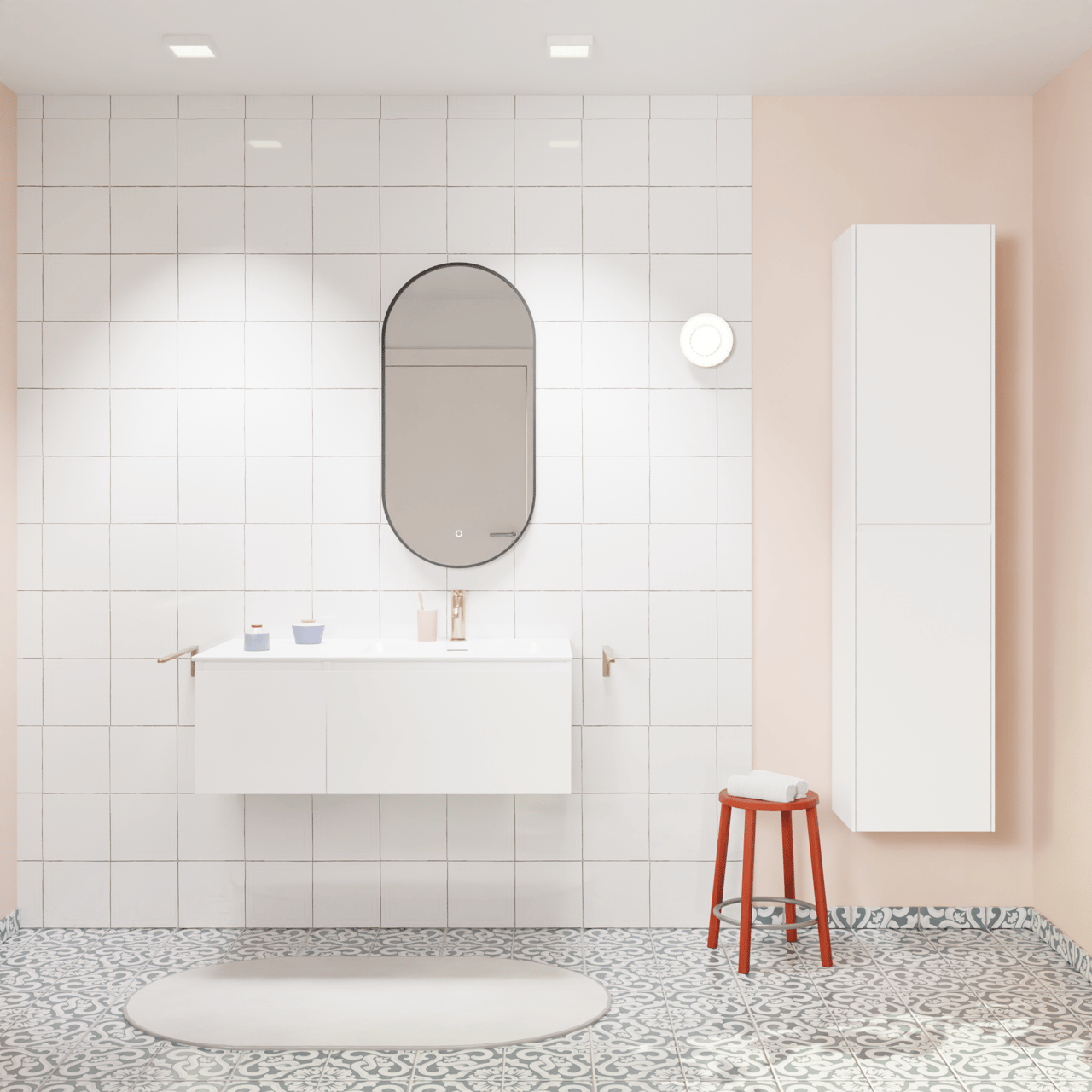 Storke Edge zwevend badmeubel 100 x 52 cm hoogglans wit met Mata asymmetrisch rechtse wastafel in solid surface mat wit