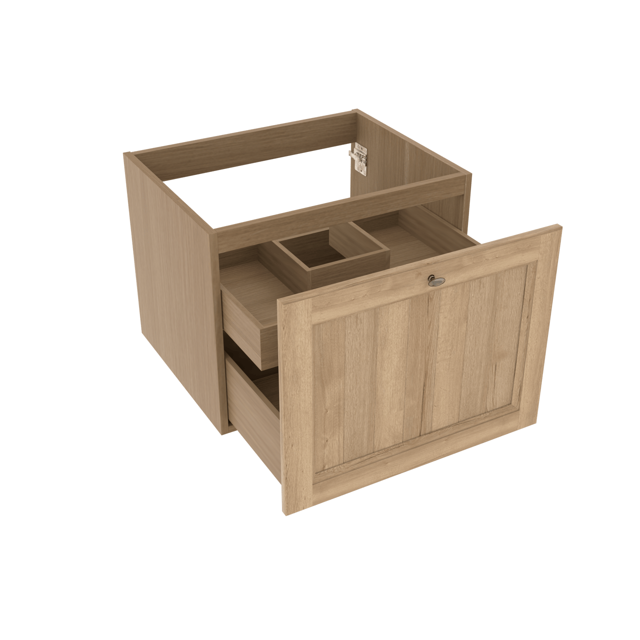 Balmani Lemon hängender Waschbeckenunterschrank: 67,5 x 55 cm, Eiche verwittert, 2 Schubladen