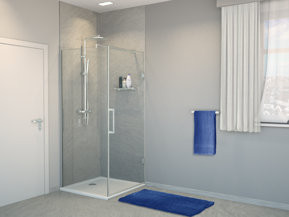 Balmani Modular douche à l'italienne avec porte 90 x 200 cm verre transparent profil chrome brillant