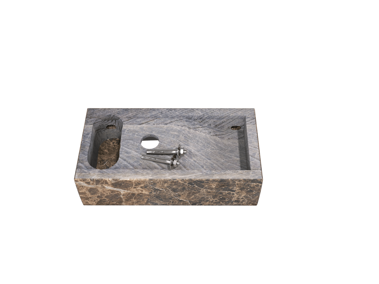 Balmani Mood Handwaschbecken: Dark Emperador Marmor, 36 x 18 cm