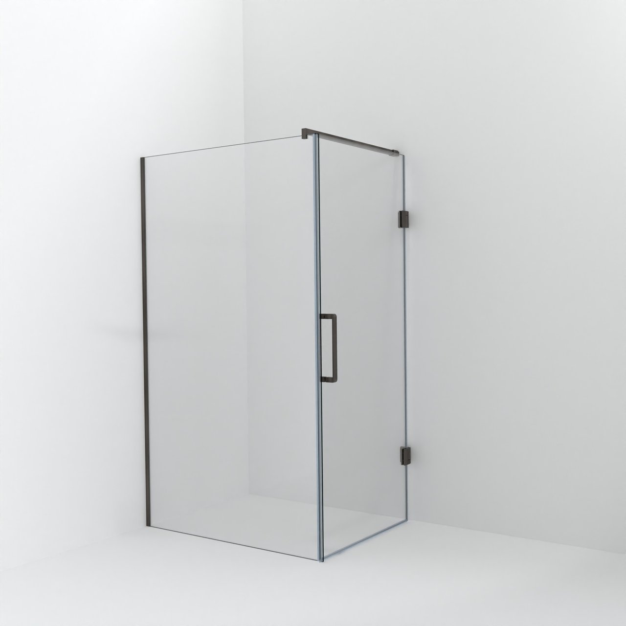 Balmani Modular inloopdouche met deur: 120 x 200 cm met deur 90 cm, Extra helder glas met coating, Brushed GunMetal profielen