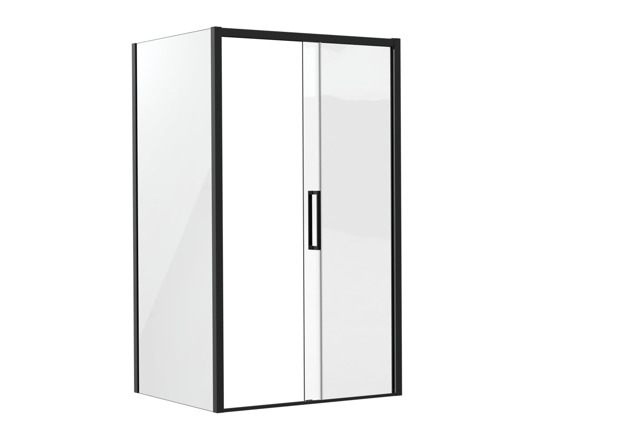 Luca Varess Senses paroi de douche avec porte coulissante et paroi latérale fixe 120 x 100 cm verre transparent profil noir mat