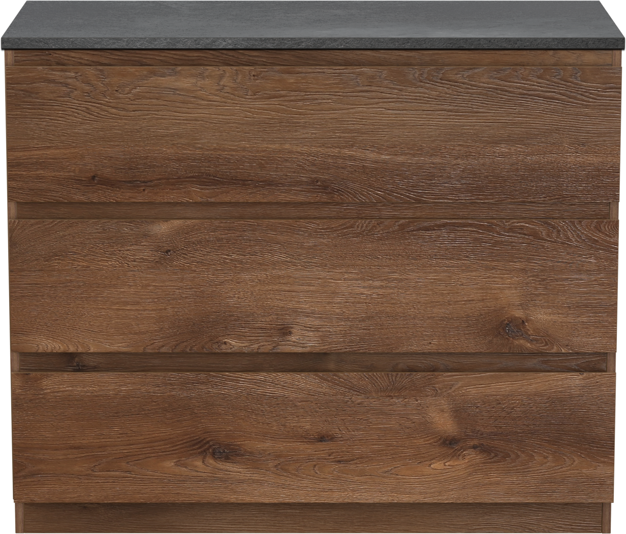 Linie Lado freistehendes Möbelstück Set: 100 x 46 cm, Braune Eiche, mit Lado Einzel- oder Doppel Waschtischplatte, Melamin Schiefergrau