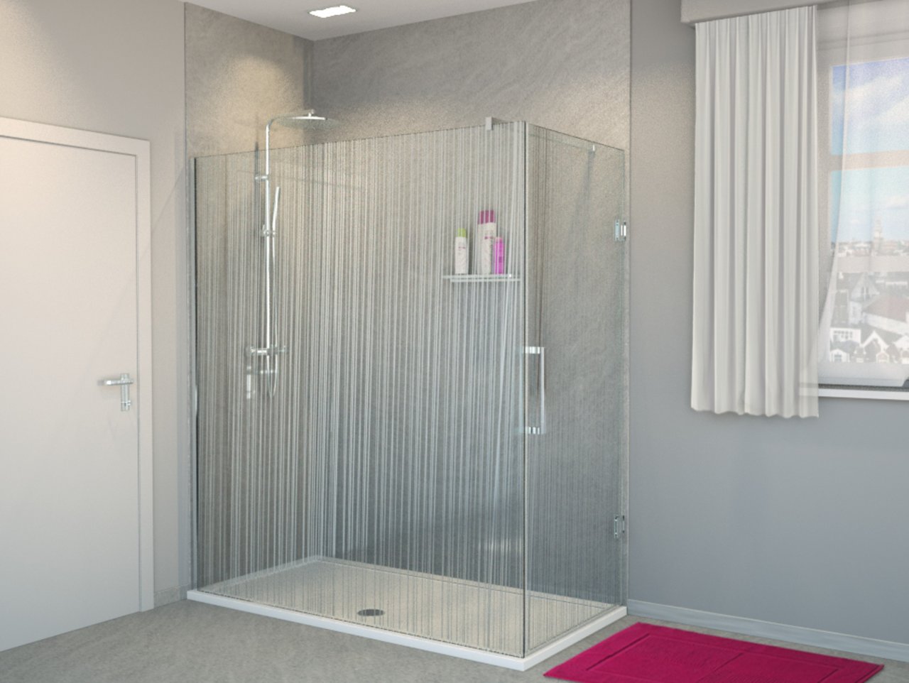 Balmani Modular inloopdouche met rechtse deur 180 x 200 cm mikado glas glanzend chroom profiel