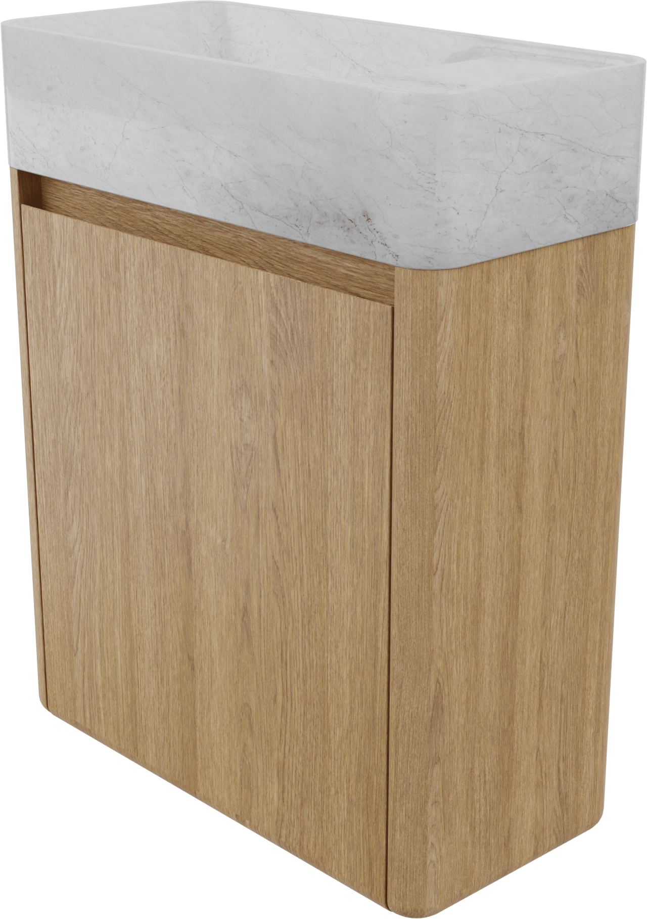 Balmani Fara meuble wc suspendu 45 x 22 cm chêne naturel avec Fara lavabo en marbre Carrara