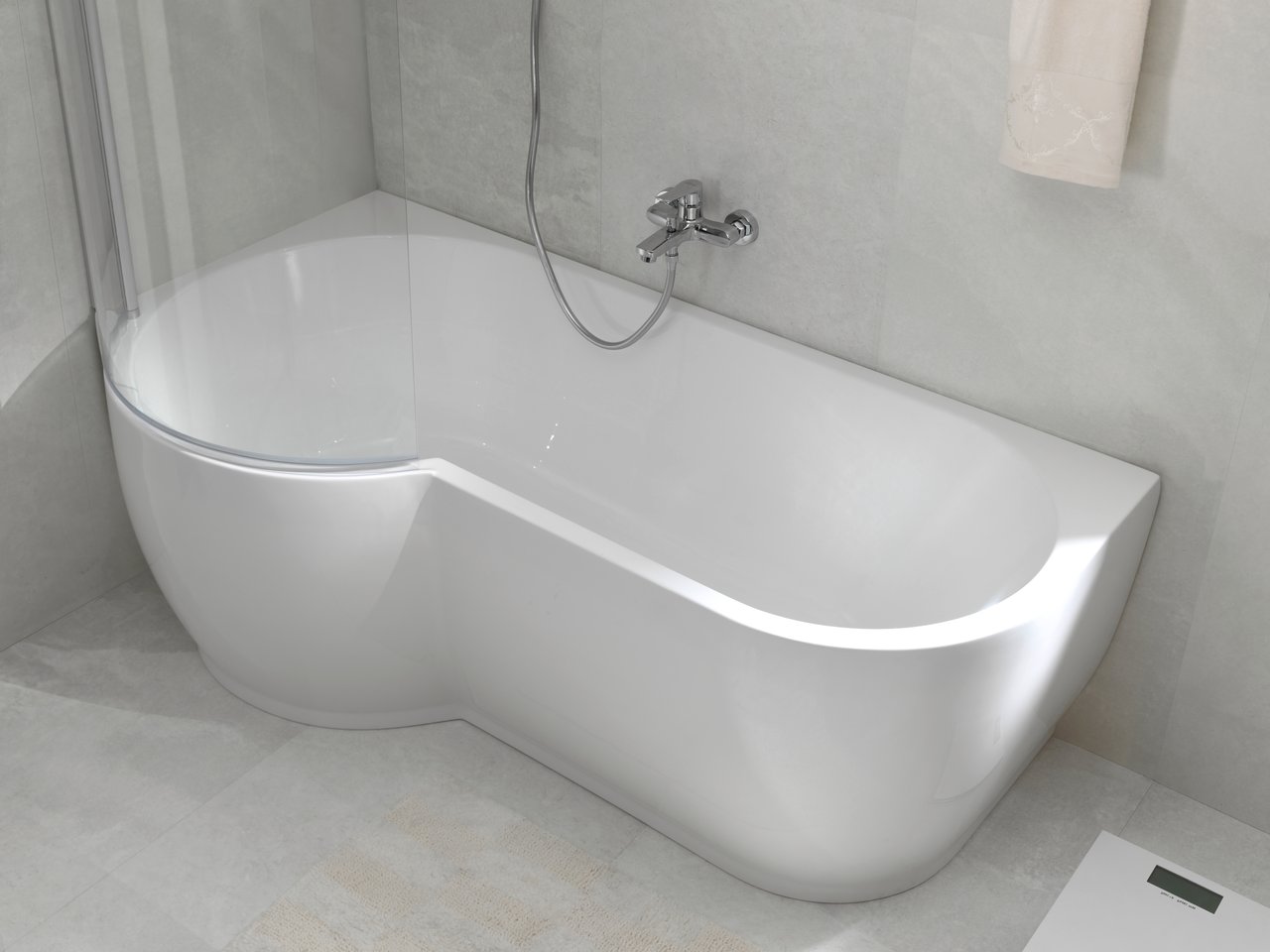 Linie Paulo baignoire d'angle gauche simple 170 x 90 cm acrylique Blanc Brillant