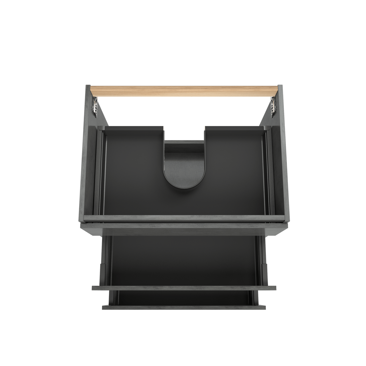 Balmani Lucida stehender Bad-Unterschrank, 75 x 55 cm, Beton dunkelgrau, 3 Schubladen