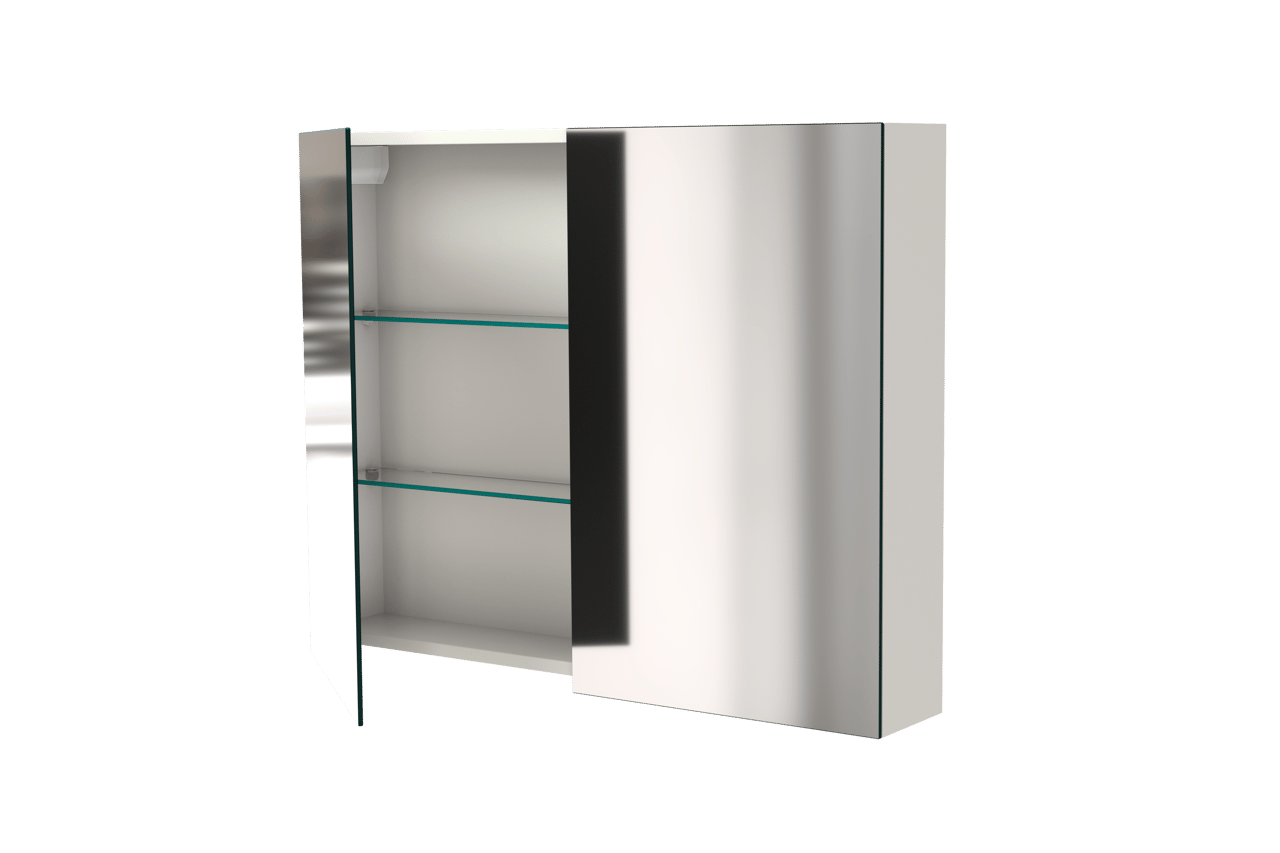 Balmani Mitra Spiegelschrank Bad: 90 x 72 cm, Weiß matt