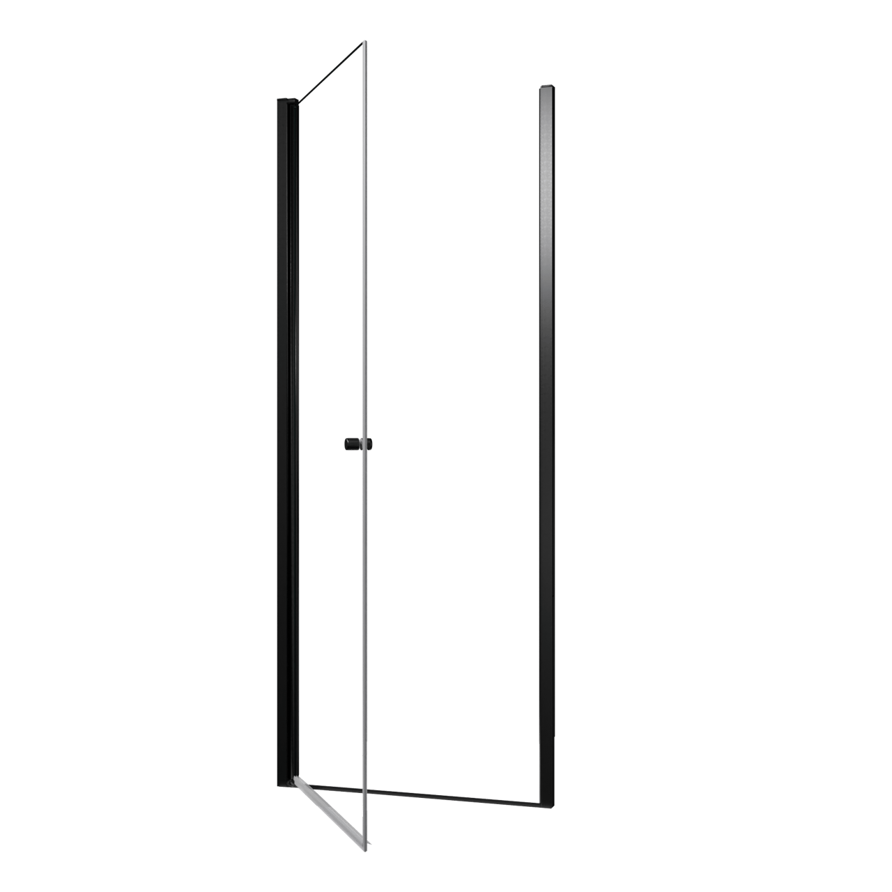 Luca Varess Kuresa Duschtür: Drehtür, 85 x 200 cm, Klarglas, Schwarzes Profil, matt