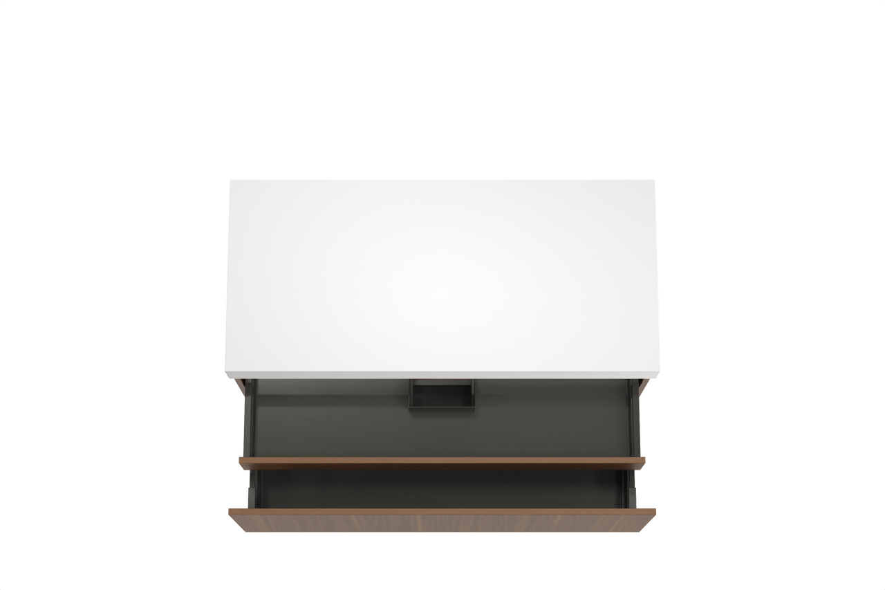 Balmani Sfera hängendes Möbelstück Set: 120 x 55 cm, Amerikanischer Nussbaum, mit Dominus Einzel- oder Doppel Waschtischplatte, Solid Surface Weiß matt