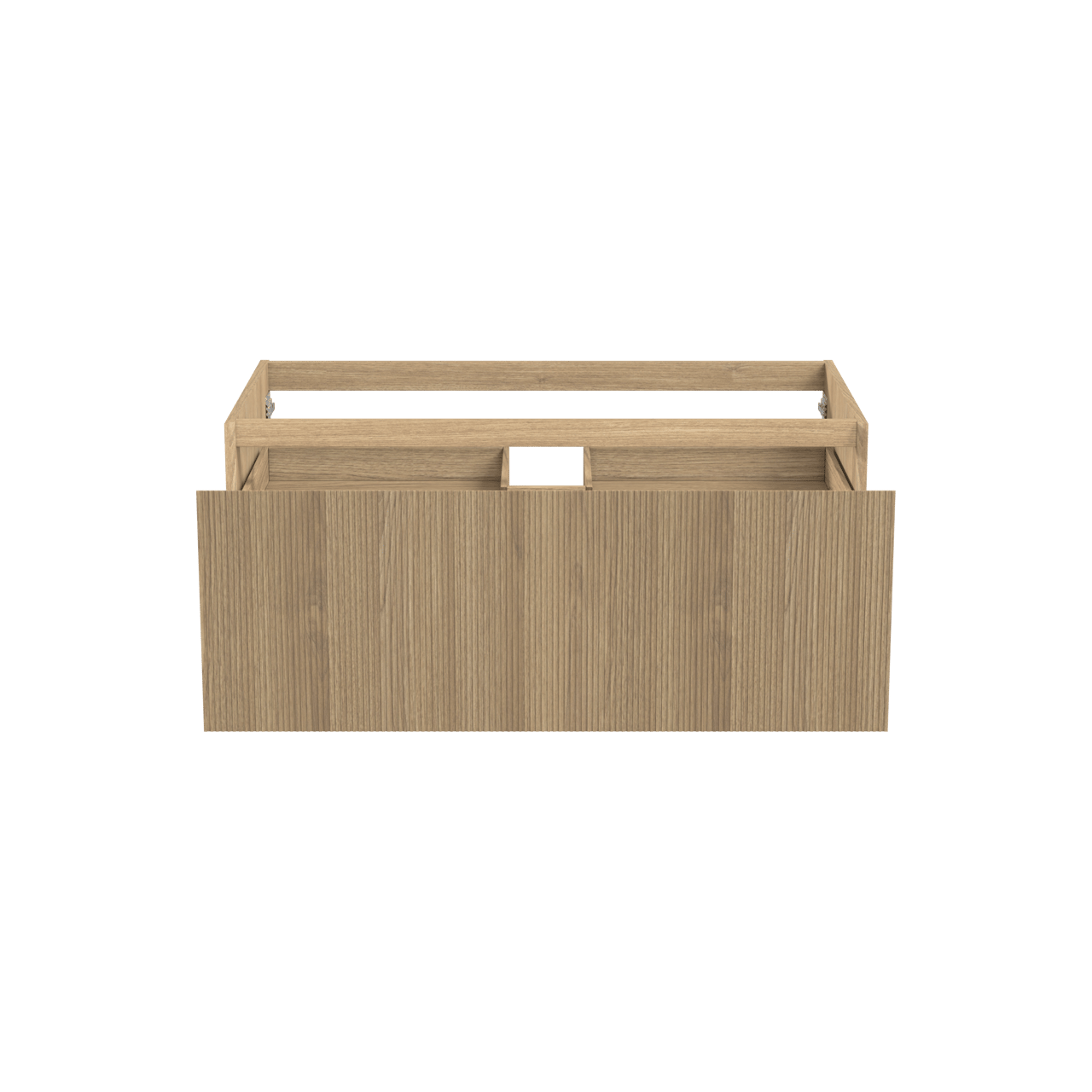 Balmani Fila hängender Waschbeckenunterschrank: 120 x 55 cm, Eiche Natur, Furnierholz, 2 Schubladen