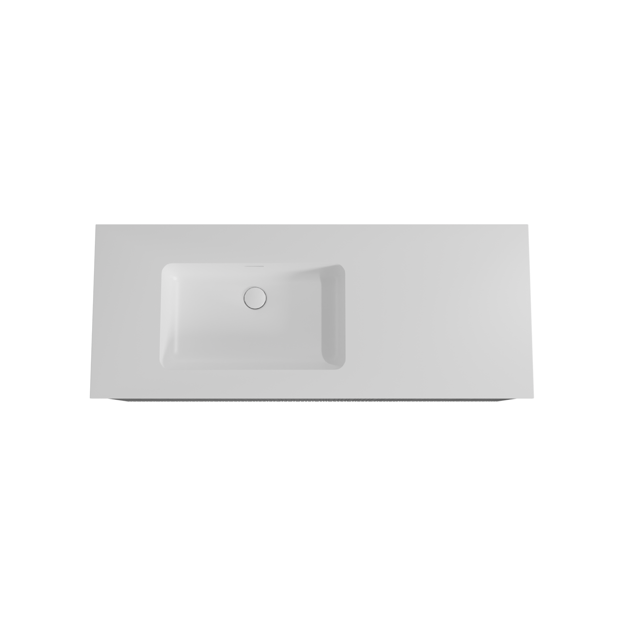 Storke Ribs zwevend badmeubel 130 x 52 cm zwart eiken met Mata asymmetrisch linkse wastafel in solid surface mat wit, Verticale asymmetrische rechte ribbel