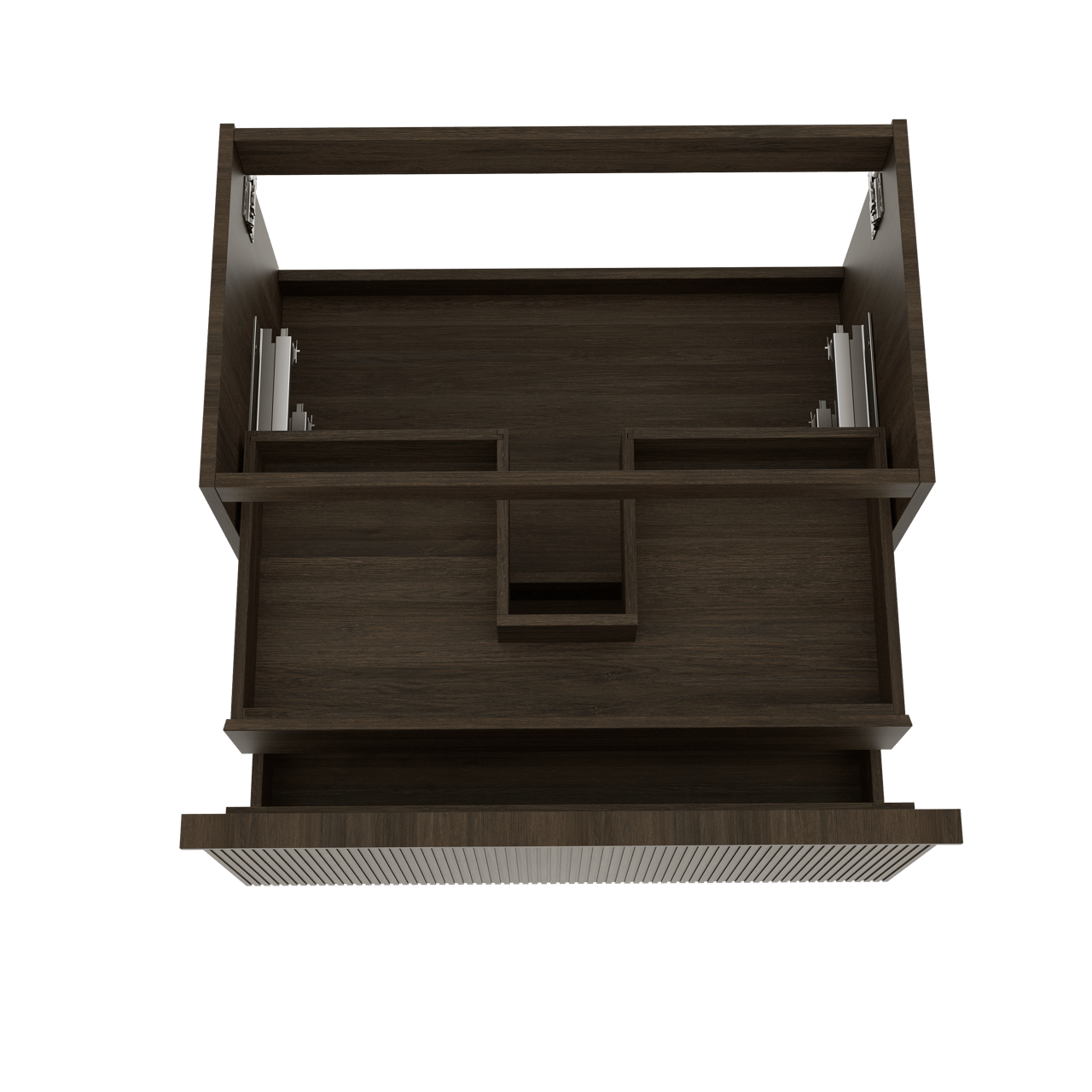 Balmani Forma hängender Waschbeckenunterschrank: 90 x 55 cm, Eiche geräuchert, 2 Schubladen