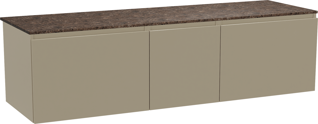 Balmani Sfera zwevend badmeubel 180 x 55 cm dune met Stretto enkel of dubbel wastafelblad in marmer dark emperador