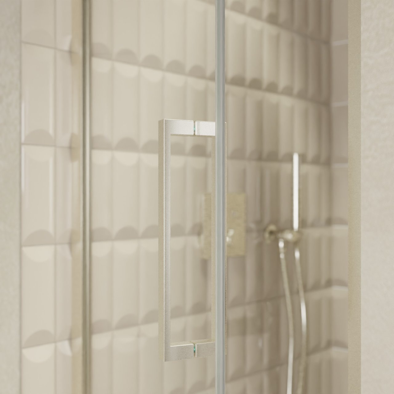 Balmani Senses Design porte pivotante à gauche 90 cm x 210 cm verre transparent, Profil Brushed CoolMetal, coating inclus