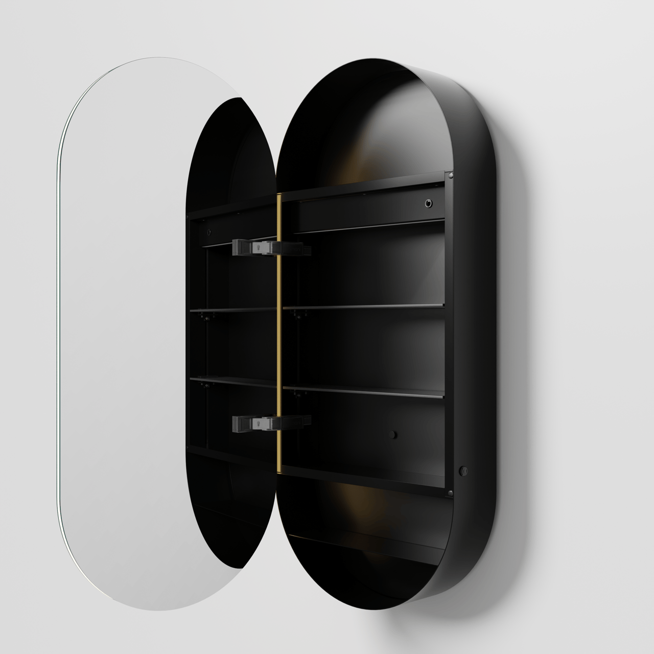 Balmani Mara Spiegelschrank 45 x 100 cm Schwarz Matt, mit Anti-Beschlag Spiegelheizung