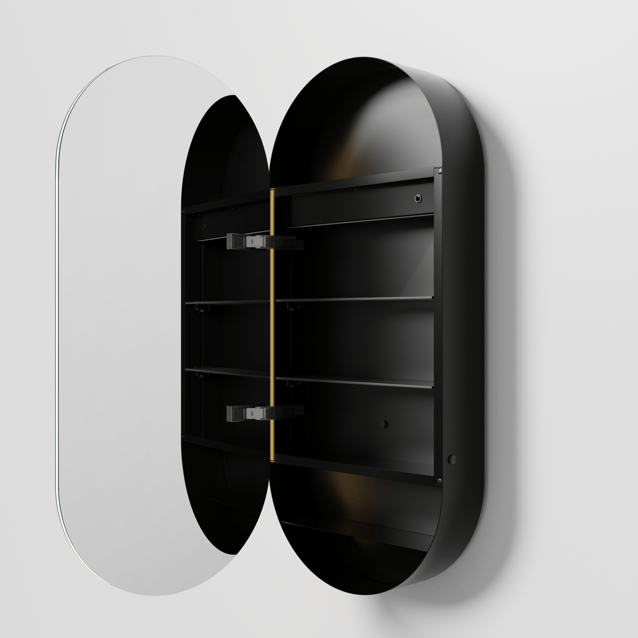 Balmani Mara Spiegelschrank 45 x 100 cm Schwarz Matt, mit Anti-Beschlag Spiegelheizung