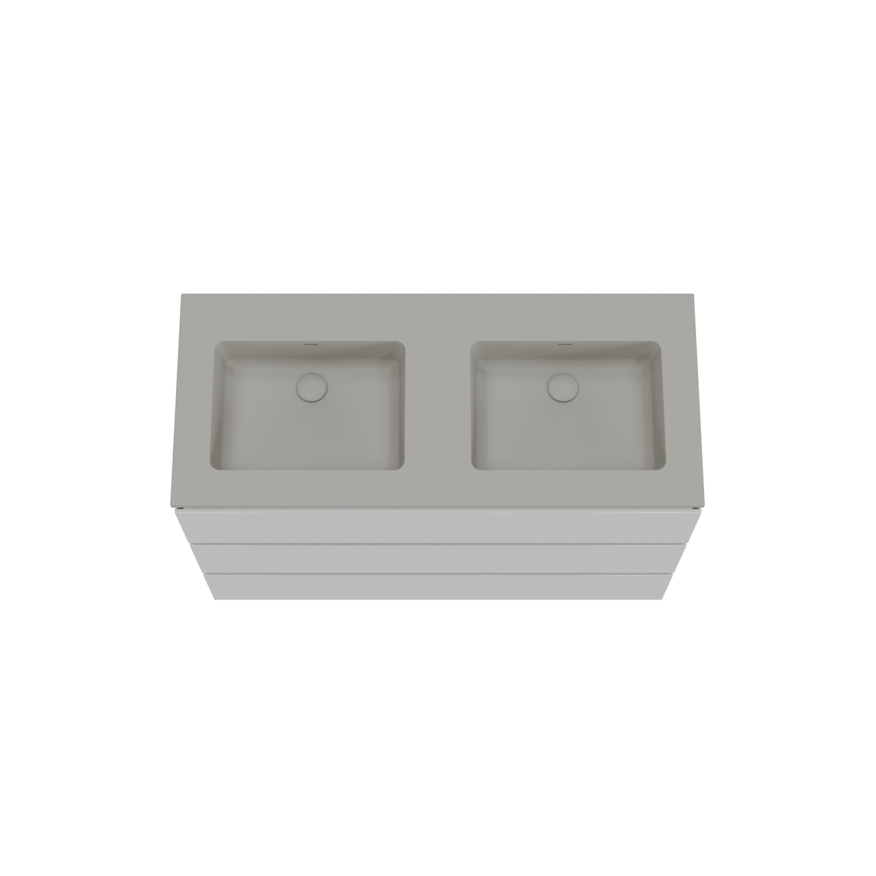 Storke Edge staand badkamermeubel 120 x 52 cm glanzend wit met Diva dubbele wastafel in top solid zijdegrijs