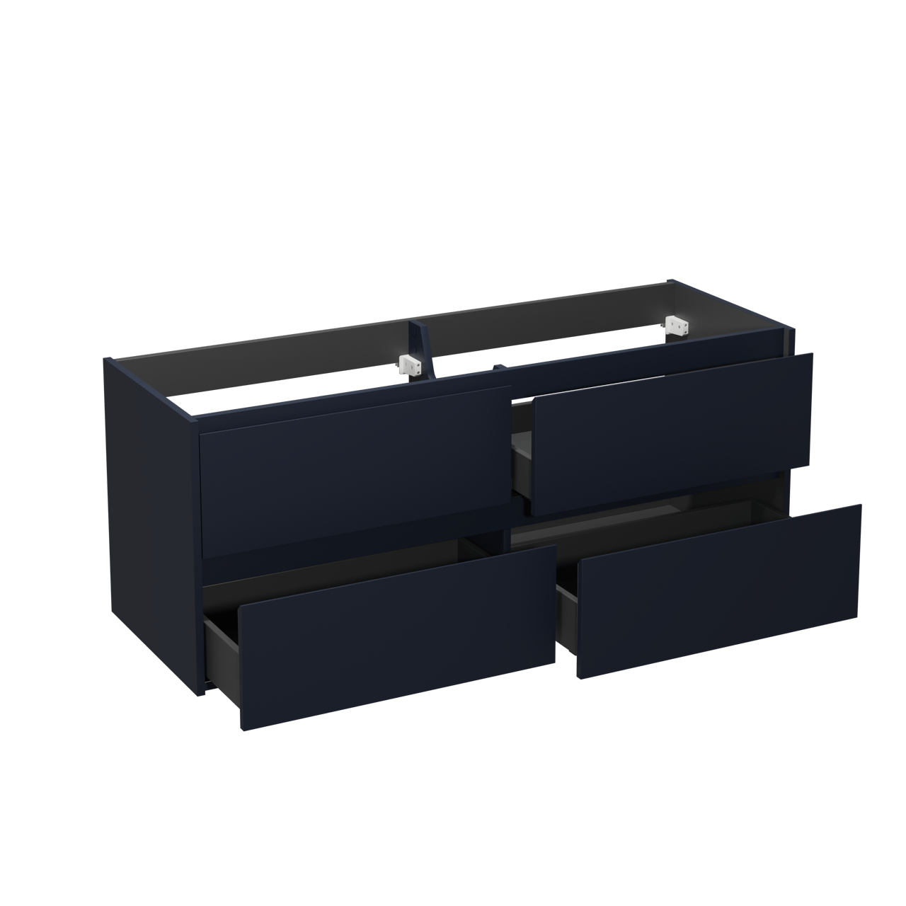 Storke Seda meuble sous-lavabo suspendu 150 x 52 cm bleu nuit 4 tiroirs