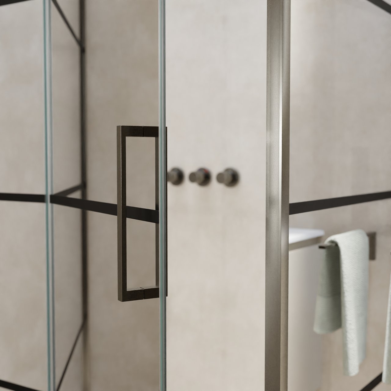 Balmani Senses Design douche d'angle avec porte pivotante à gauche et paroi latérale fixe, 140 x 80 cm, Lined, Profil Brushed GunMetal