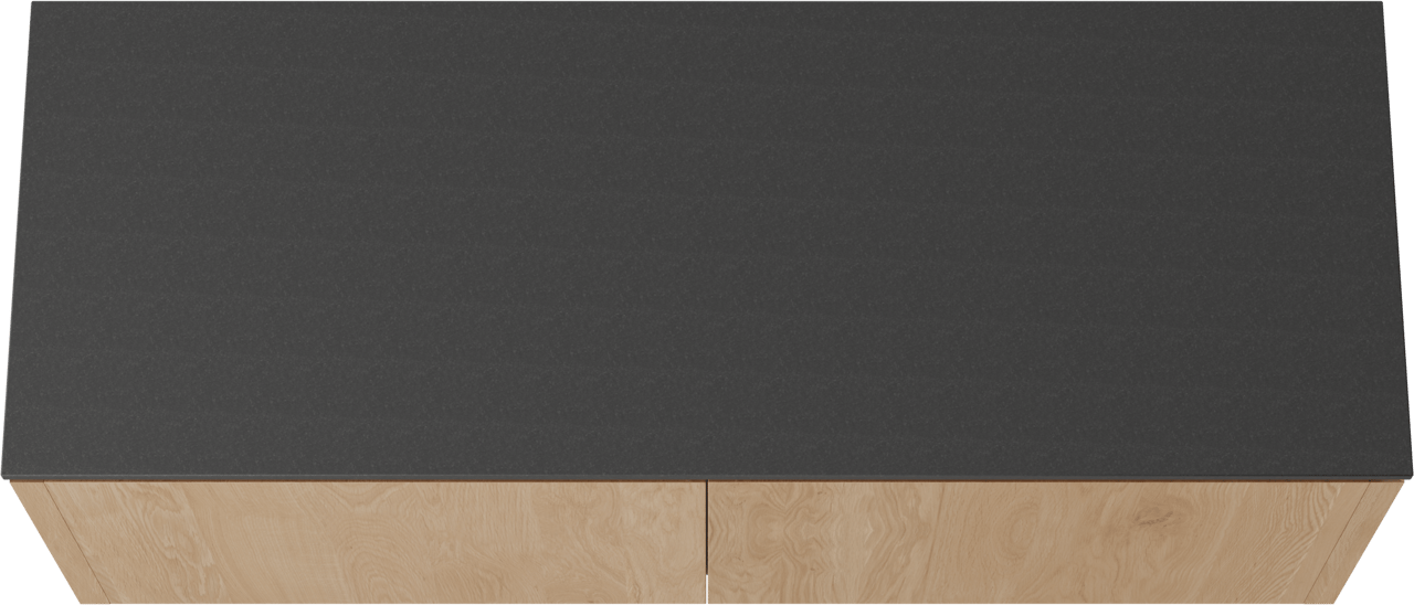 Balmani Eclips meuble salle de bains suspendu 150 x 55 cm Chêne naturelle avec Stretto tablette simple ou double vasque en Granit noir