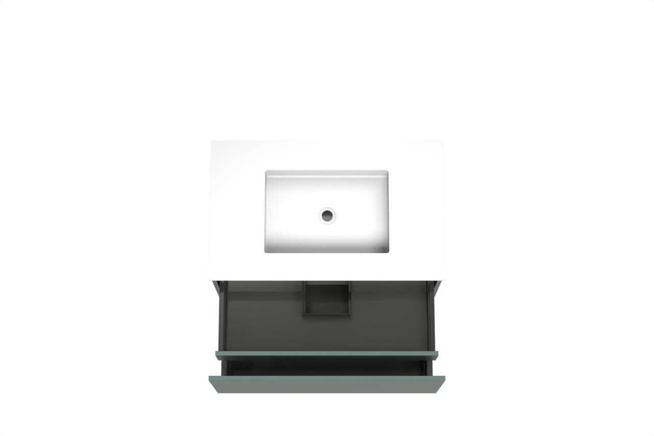 Balmani Sfera hängendes Möbelstück Set: 90 x 55 cm, Forest, mit Tablo Stretto Einzelwaschtisch, Solid Surface Weiß matt