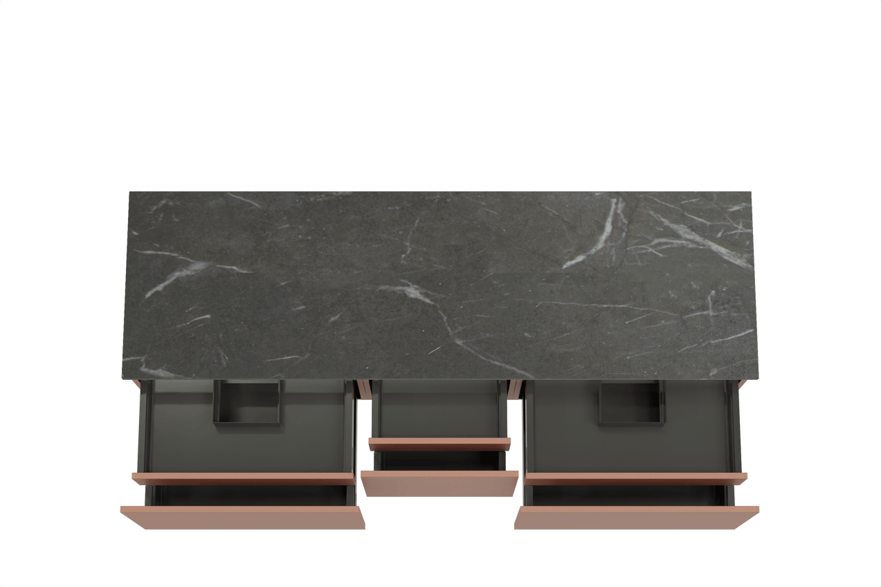 Balmani Sfera zwevend badmeubel 180 x 55 cm cotto met Stretto enkel of dubbel wastafelblad in marmer pietra grey