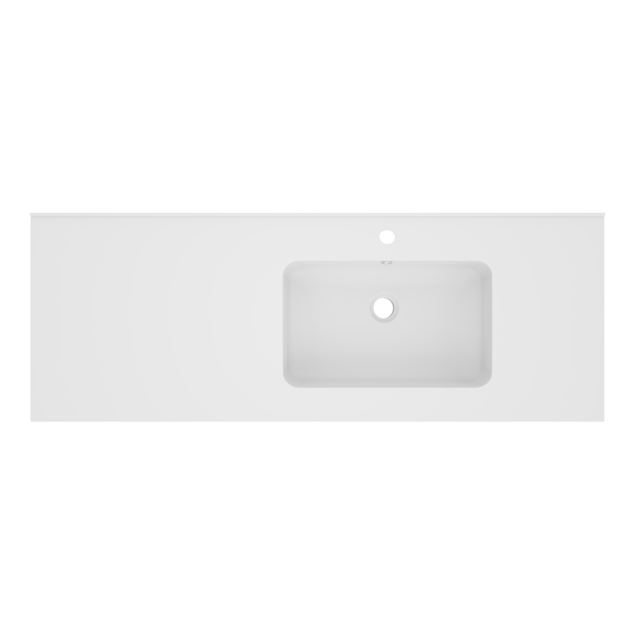 Linie Vano plan vasque asymétrique à droite marbre composite mat 120 x 46 cm