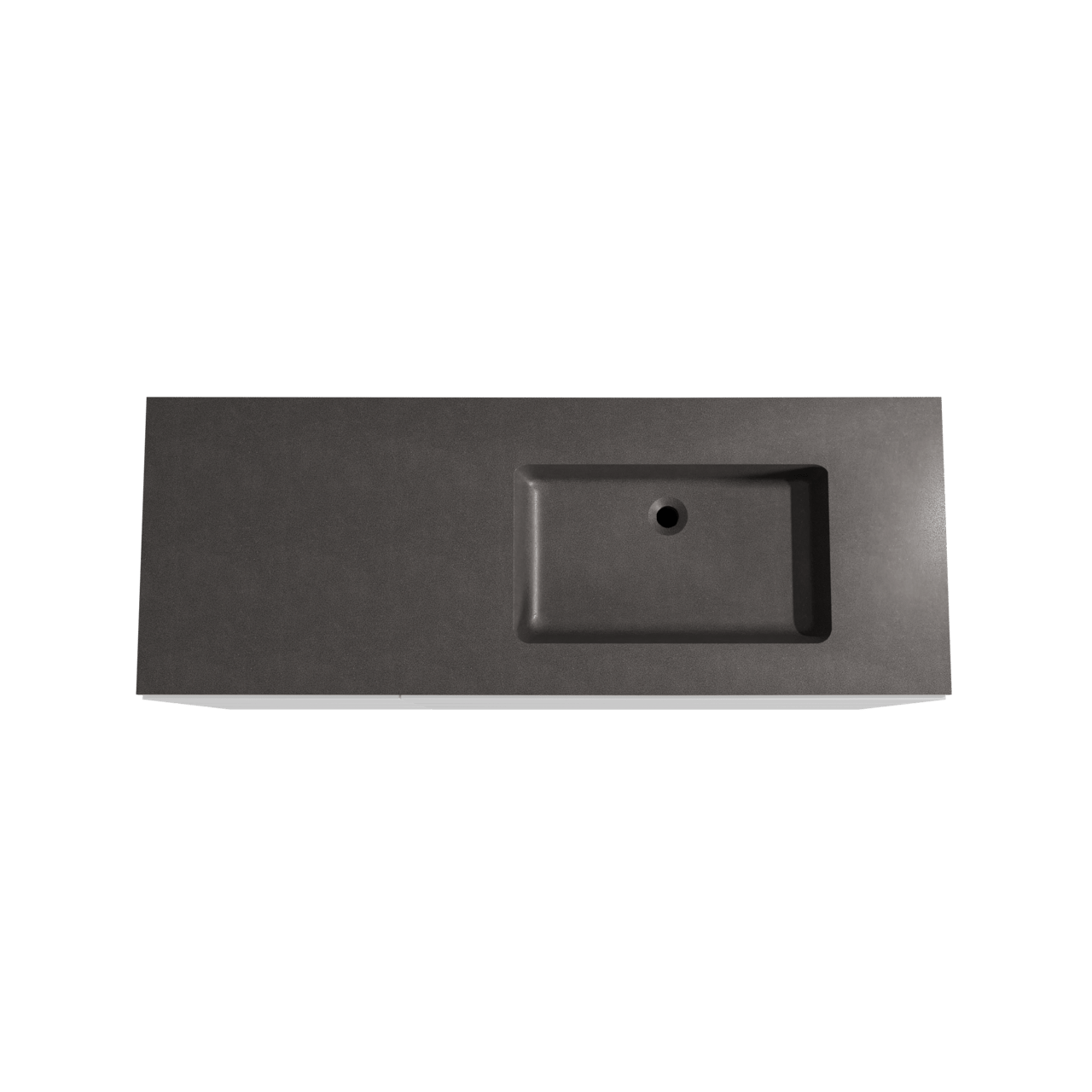 Storke Edge meuble salle de bains à poser 140 x 52 cm blanc mat avec Scuro plan vasque asymétrique à droite en quartz noir mat