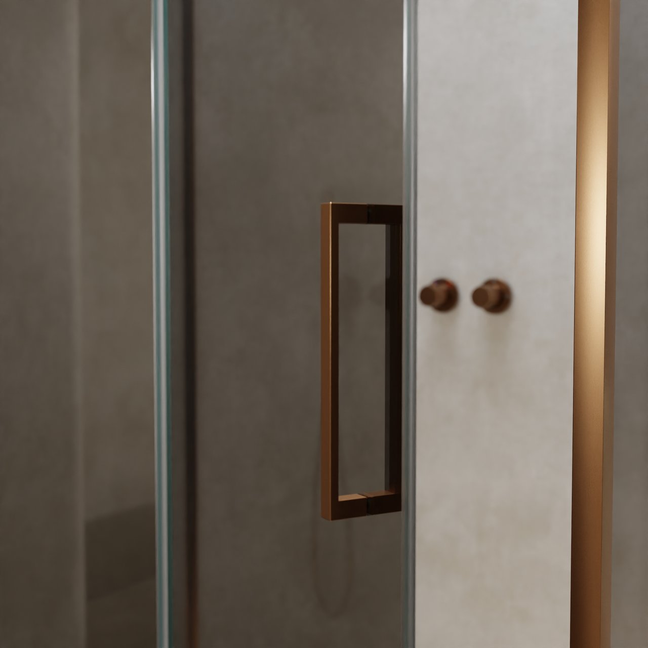 Balmani Senses Design douche en coin avec porte pivotante à gauche et paroi latérale fixe, 120 x 80 cm, Miroir Reflex, Profil Brushed Rosegold