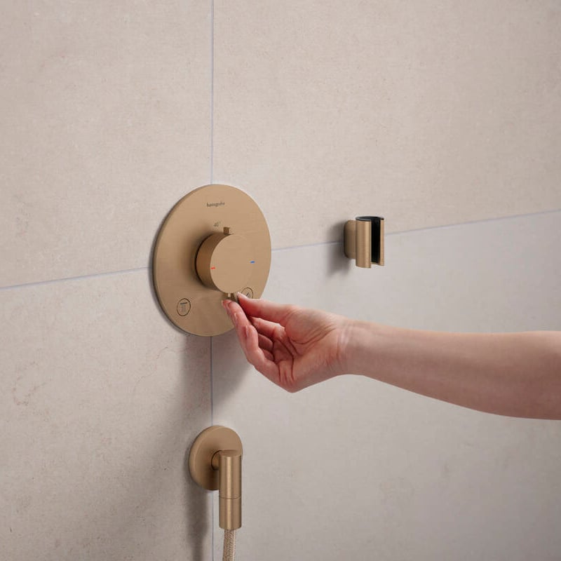 Hansgrohe Ecostat Comfort S Thermostat-Duscharmatur: Unterputz, für 2 Verbraucher, Brushed Bronze