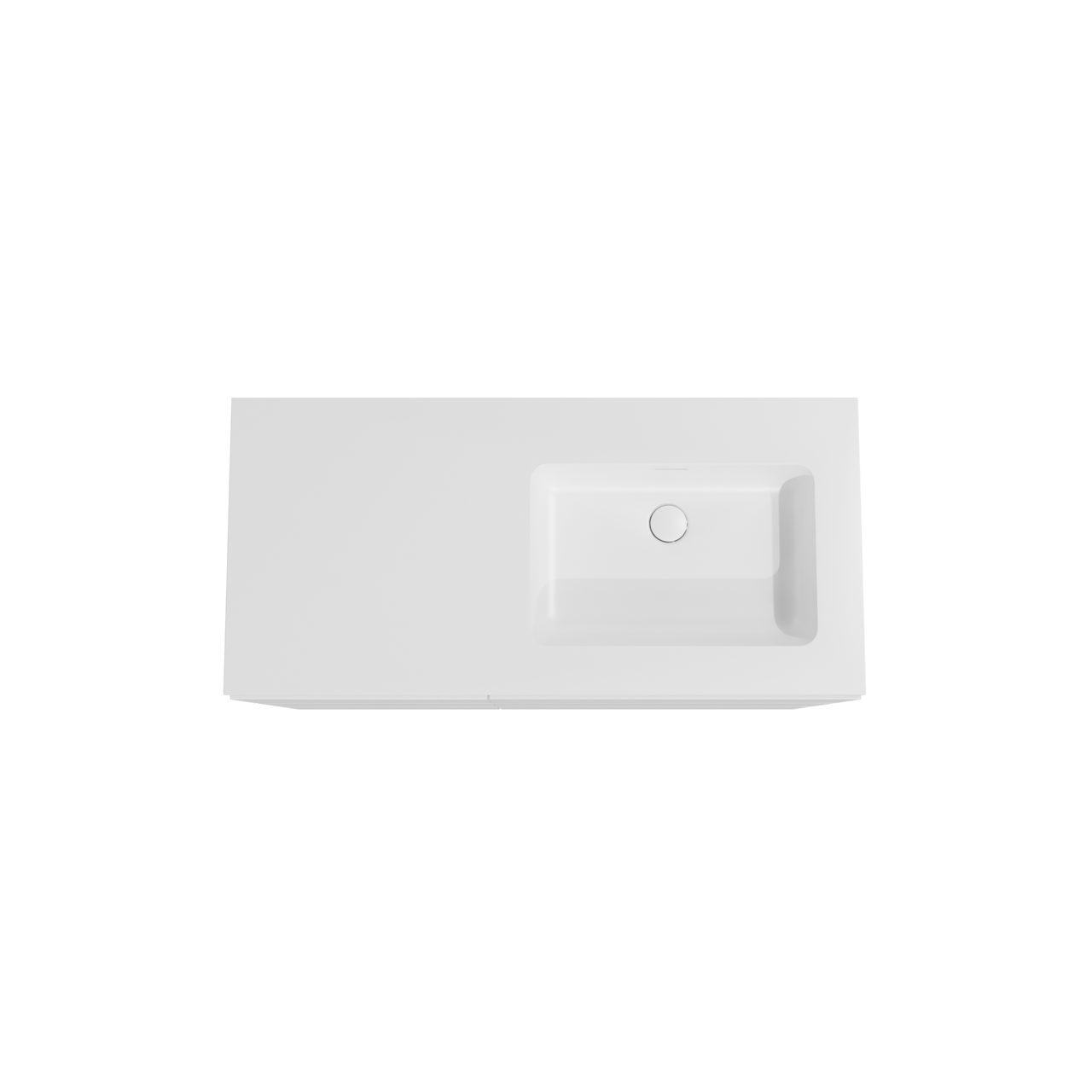 Storke Edge meuble salle de bains à poser 110 x 52 cm blanc mat avec Mata plan vasque asymétrique à droite en solid surface blanc mat