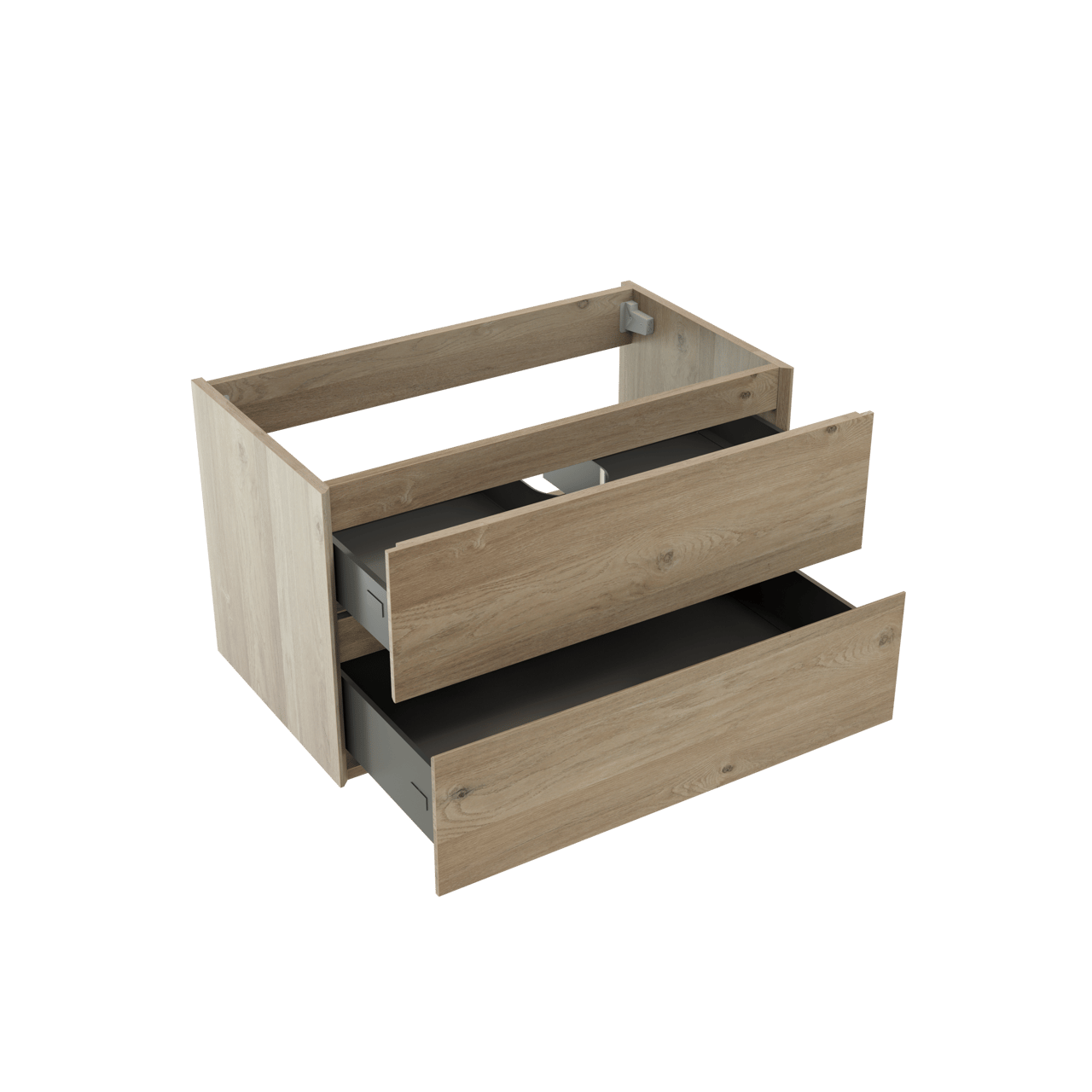 Storke Edge hängender Waschbeckenunterschrank: 80 x 46 cm, Eiche rustikal, 2 Schubladen