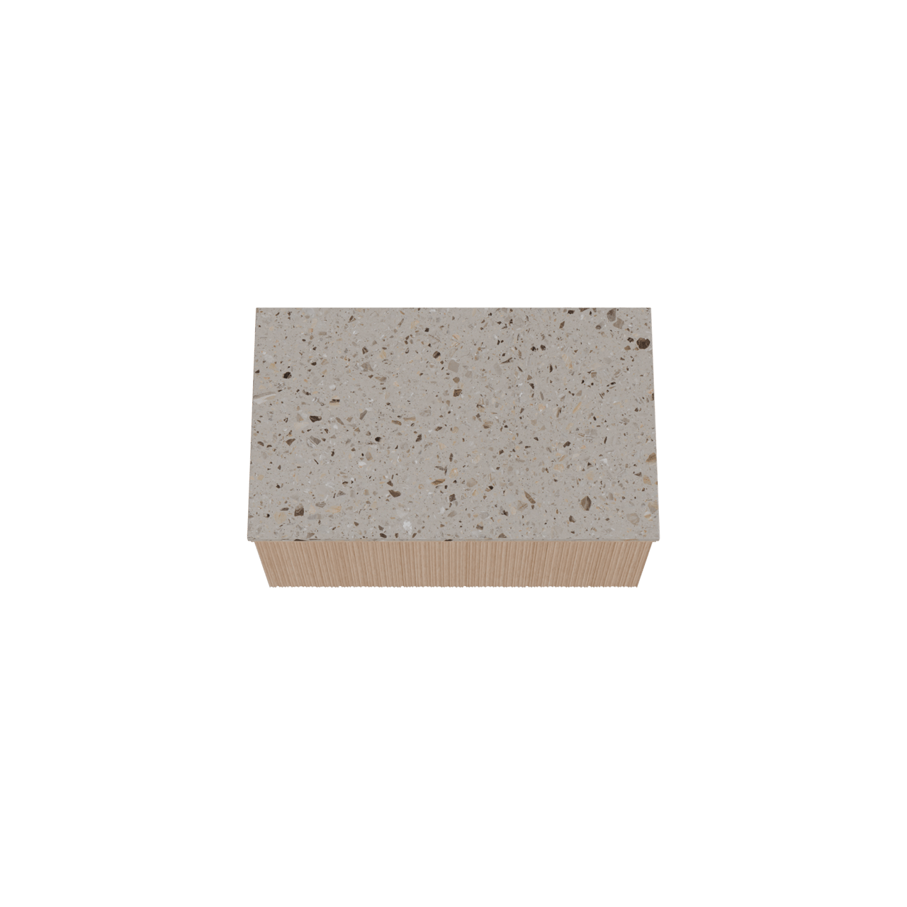 Balmani Forma meuble salle de bains suspendu 90 x 55 cm chêne naturel avec Stretto tablette simple en terrazzo greige terrazzo, Nervure circulaire asymétrique verticale