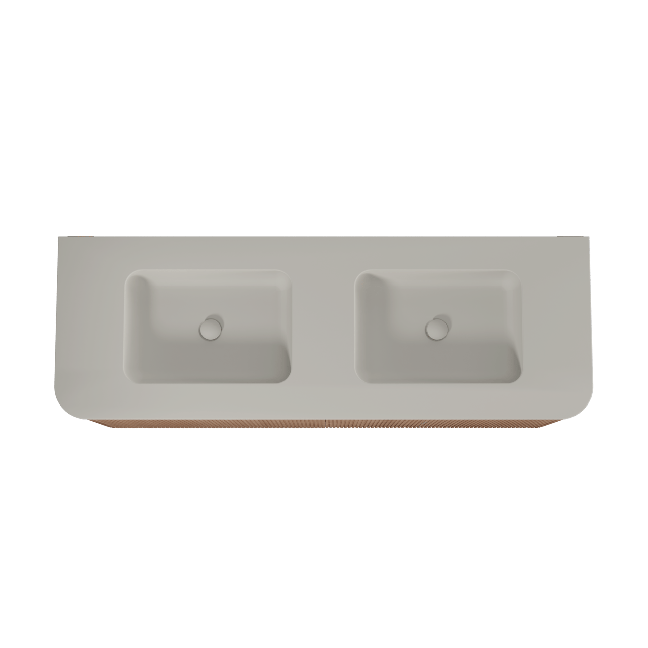 Balmani Moon hängendes Möbelstück Set: 160 x 55 cm, Naturbelassene Eiche, mit Moon Doppelwaschtisch, Top Solid, Seidengrau, Vertikale symmetrische gerade Rippe