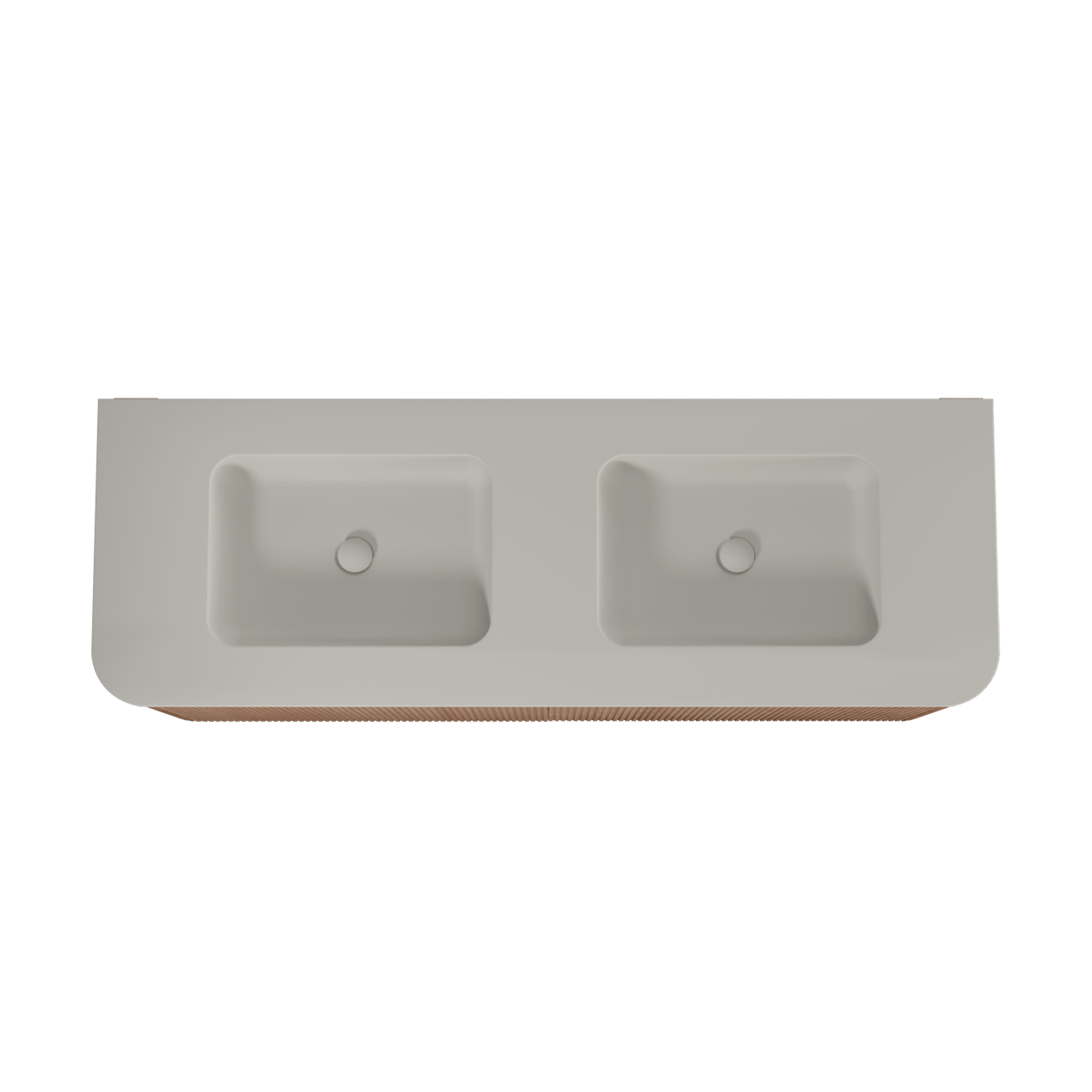 Balmani Moon zwevend badkamermeubel 160 x 55 cm natuur eik met Moon dubbele wastafel in top solid zijdegrijs, Verticale symmetrische rechte ribbel