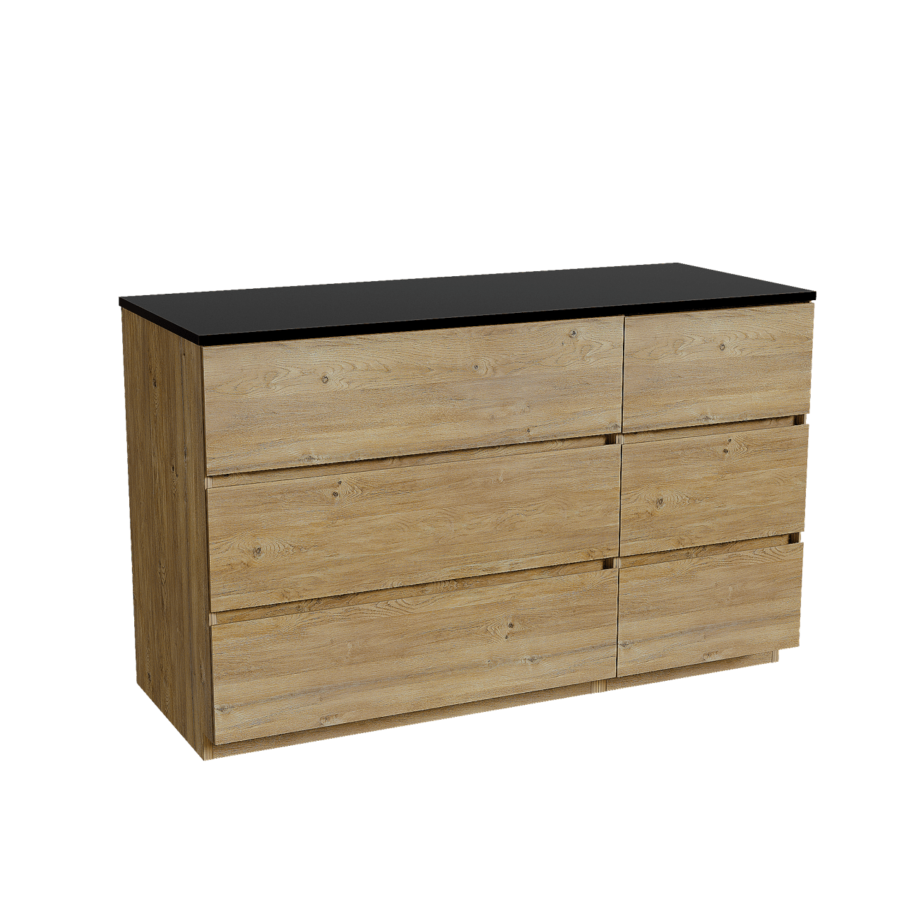 Storke Edge meuble salle de bains à poser 130 x 52 cm chêne brut avec Panton tablette simple ou double en mdf enduit de poudre noir mat