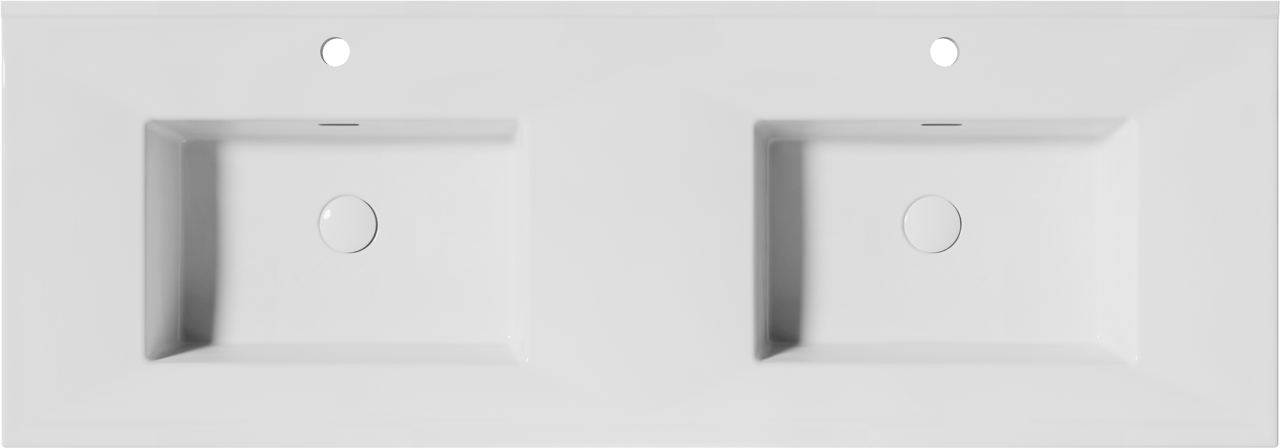 Storke Kera double vasque céramique blanc brillant 150 x 52 cm, bondes incluses