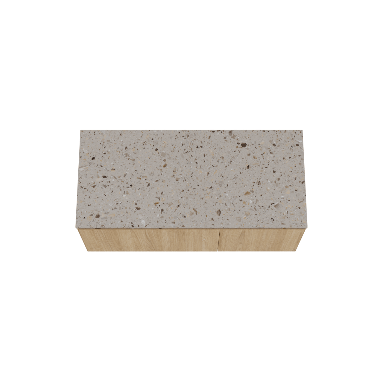 Balmani Idra zwevend badkamermeubel 120 x 55 cm natuur eik met Stretto enkel of dubbel tablet in terrazzo greige terrazzo