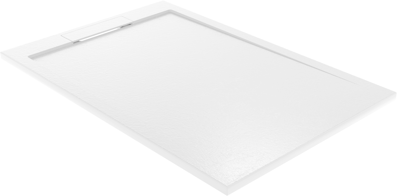 Balmani Indus douchebak 120 x 80 cm composietmarmer mat wit leisteenstructuur