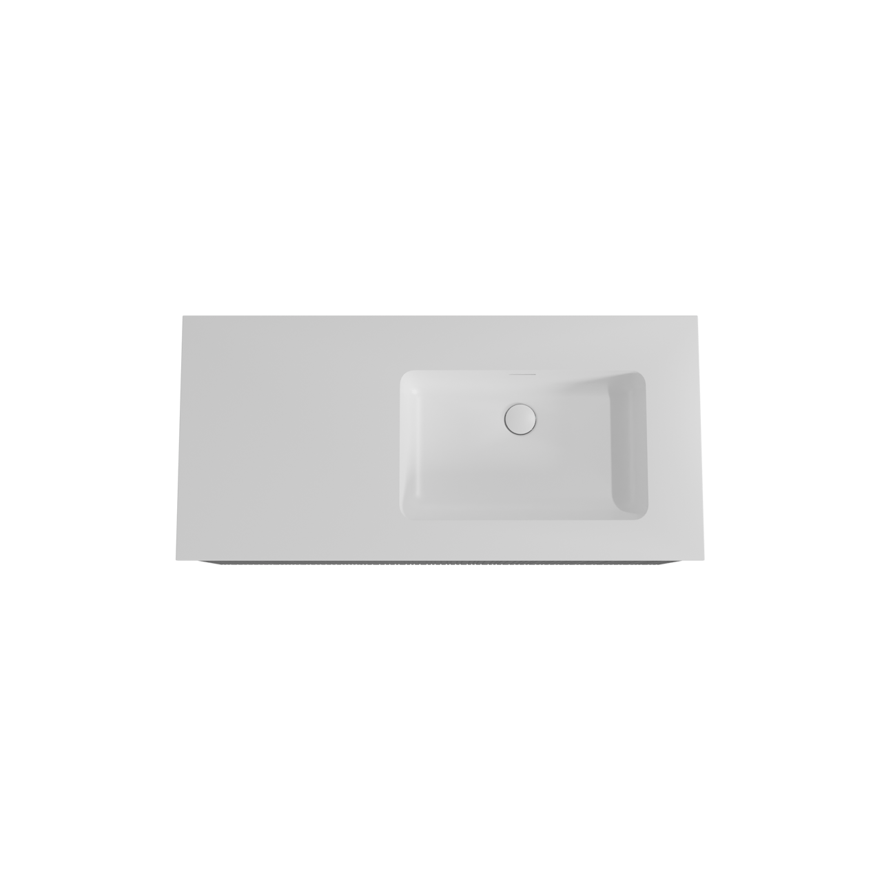 Storke Ribs hängendes Möbelstück Set: 110 x 52 cm, Schwarze Eiche, mit Mata Waschtisch rechts, Solid Surface, Weiß matt, Vertikale asymmetrische gerade Rippe