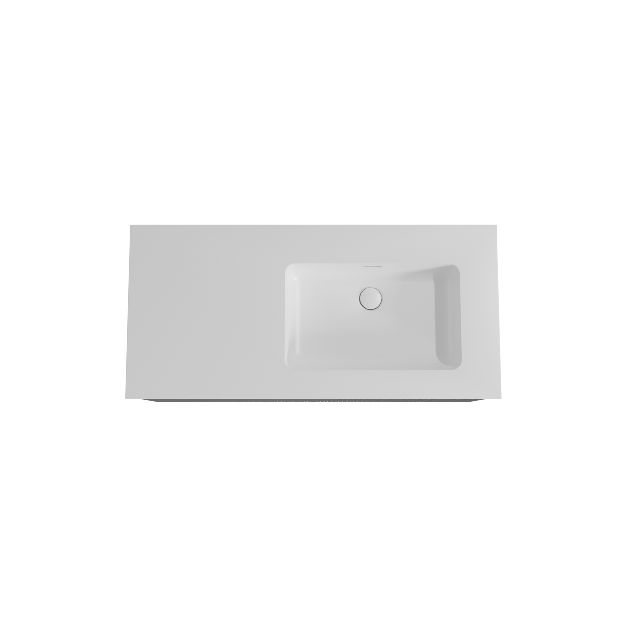 Storke Ribs hängendes Möbelstück Set: 110 x 52 cm, Schwarze Eiche, mit Mata Waschtisch rechts, Solid Surface, Weiß matt, Vertikale asymmetrische gerade Rippe