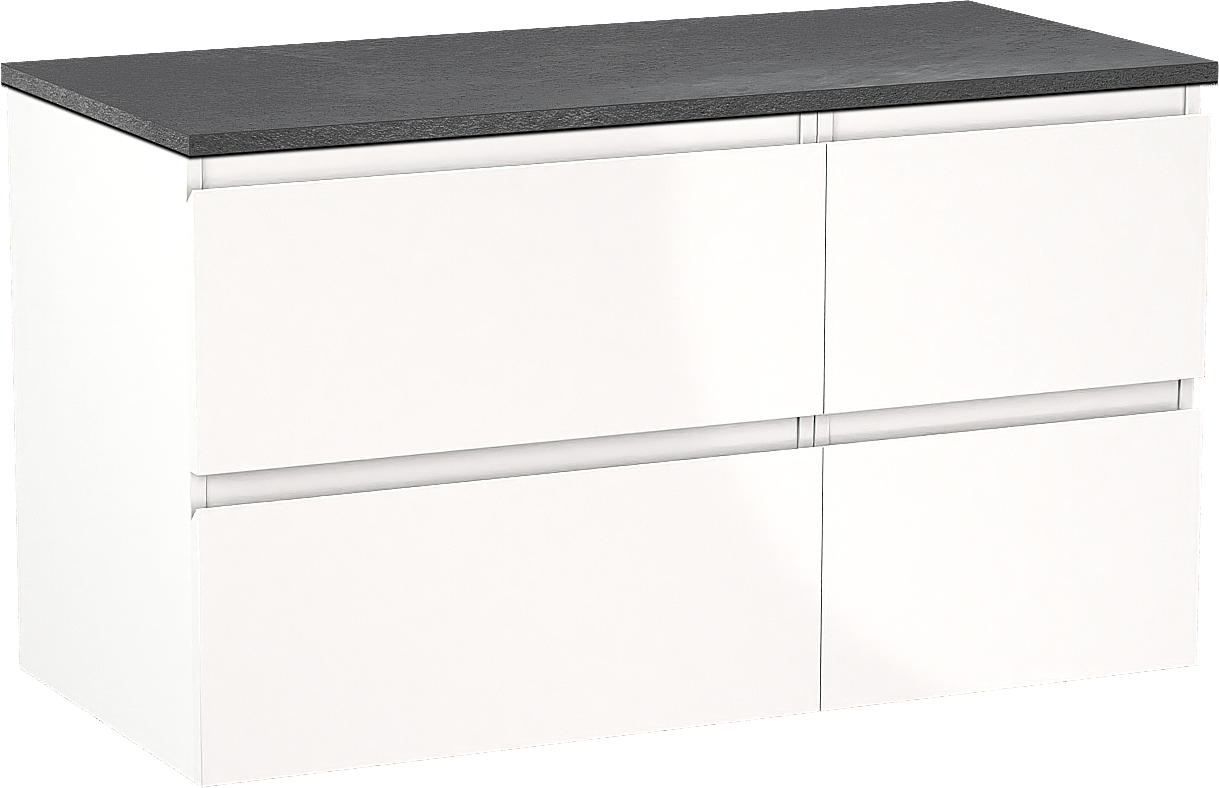 Linie Lado zwevend badkamermeubel 100 x 46 cm glanzend wit met Lado enkel of dubbel tablet in melamine leisteen grijs