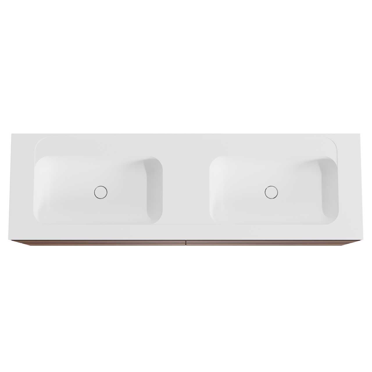 Balmani Mitra hängendes Möbelstück Set: 180 x 55 cm, Nussbaum, mit Tablo Strada Doppelwaschtisch, Marmorkomposit Weiß matt